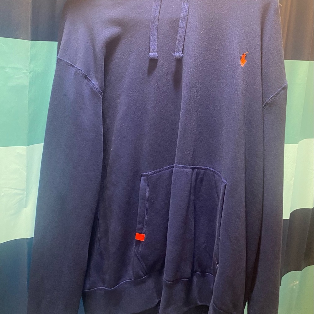 Blue Ralph Lauren Polo Hoodie with Red Logo